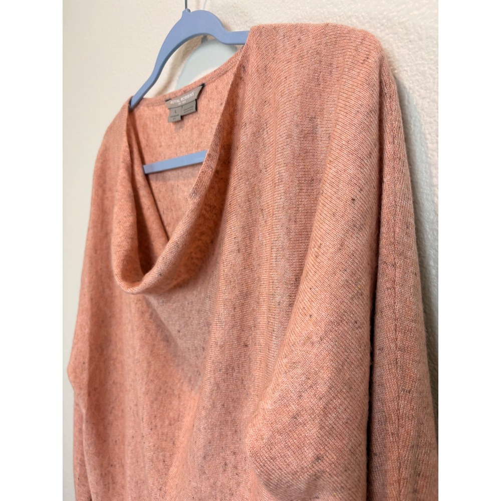Royal Robbins Cowl Neck Sweater Large Peach Merino Wool Linen Blend Dolman Top - Picture 9 of 9